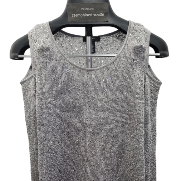 Alfani Silver Metallic Sequined Pullover Sweater - Picture 4 of 7